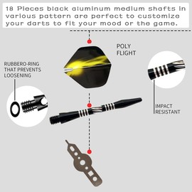 JpGdn 129Pcs Dart Accessories kit Darts Shafts(Stems) and Flights Set Aluminum Dart Stems Darts Throwing Fitting with O'rings Dart Wrench Flight Protectors for Dart Games