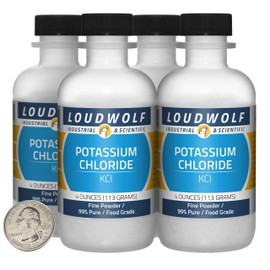 Potassium Chloride 1 Pound in 4 Bottles 99% Pure Food Grade Fine Powder