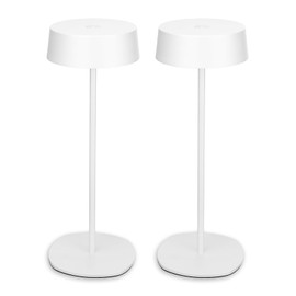 TORCHSTAR LED Rechargeable Table Lamps, Dimmable Cordless Outdoor Table Lamp for Restaurant Hotel, 4000mAh Battery Operated Portable Desk Lamp Commercial, 2700K, Hidden Charging Port, White, Pack of 2