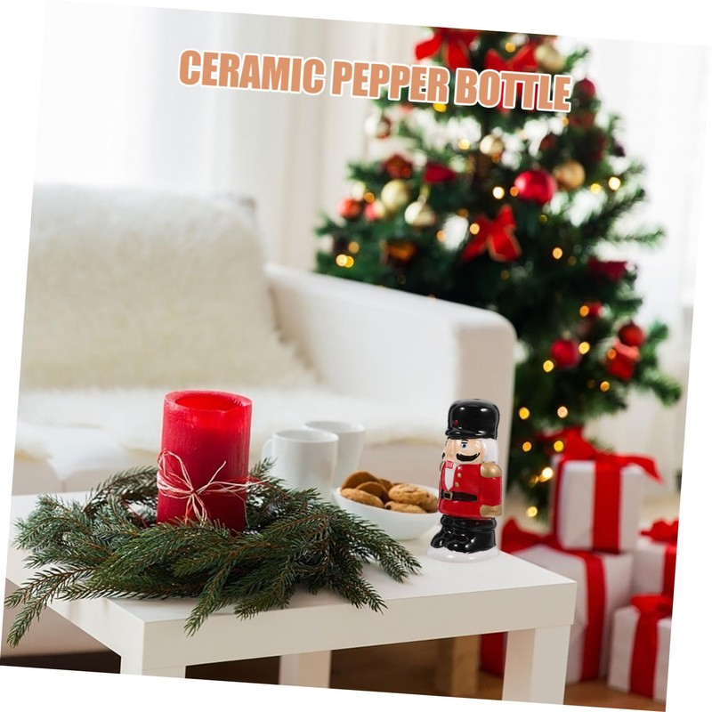 SHOWERORO 2pcs Kosher Salt Pepper Shaker Ceramic Nutcracker Design Seasoning