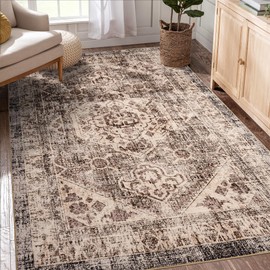 3x5 Washable Area Rug, Upgraded Denser Surface Vintage Rugs, Honeycomb Non-Slip Backing Living Room Rug, Easy Care Foldable Rugs for Living Room Bedroom Kitchen Dinning Room Home Office