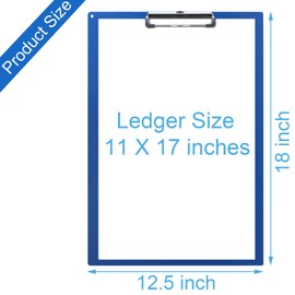Acocony 11x17 Clipboard Vertical with Ruler Extra Large Clipboard Low Profile Clip 11 x 17 Clipping Board Plastic Blue Pack of 1