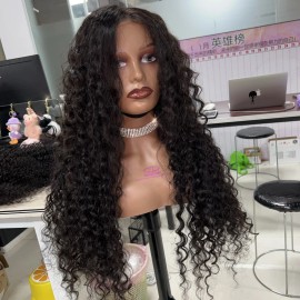 Raw Hair Nature Black HD Closure Wig Silky Straight Invisible Lace Single Knot Glueless Wigs Human Hair Lace Front for Womencolor: hd 4*4 cosure loose wave wig, stretched length: 12 inches