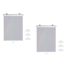 Closmos No Drilling Retractable Roller Window Shades W/3 Suction Cups, Black Blackout Blind Shade Temporary Cover Curtain for Home Bedroom Car 2pcs (23.62" L×15.75" W, Laser Pattern)