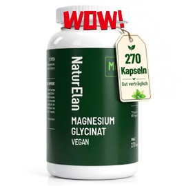 Magnesium Glycinate High Dose Capsules 270x - 300mg Magnesium per Daily Dose, Vegan, Laboratory Tested, Premium: Chelated Magnesium Bisglycinate, High Dose