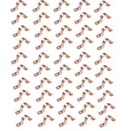 EZ-FLUID Plumbing 50 Pcs 2" Copper Pipe Strap Clamp with Two Holes, Real Copper LF Pressure Fitting