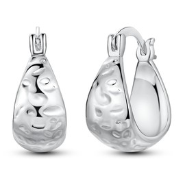 Hapour Sterling Silver Chunky Hoop Earrings for Women Hypoallergenic Thick Lightweight Huggie Earring Everyday Hoop Earrings