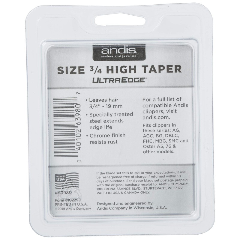 Andis 63980 UltraEdge Detachable Clipper Blade, Size 3/4" HT, 3/4-Inch