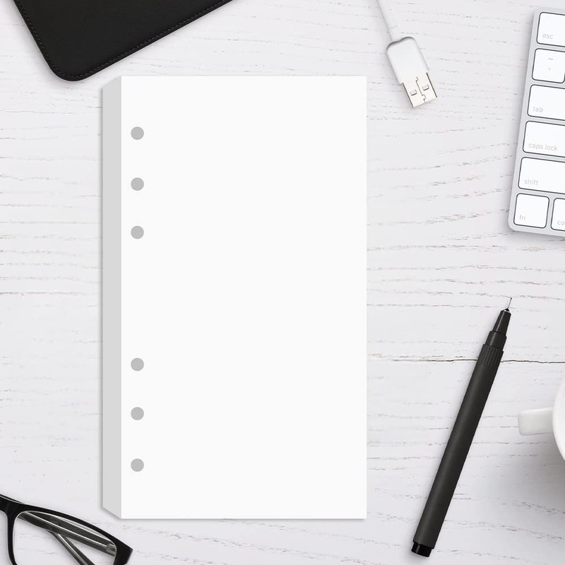 A6 Blank Paper for Filofax Personal Binder Planner, White 100gsm