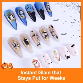 Halloween Nail Art Stickers Decals - 5D Embossed Pumpkin Spider Sticker