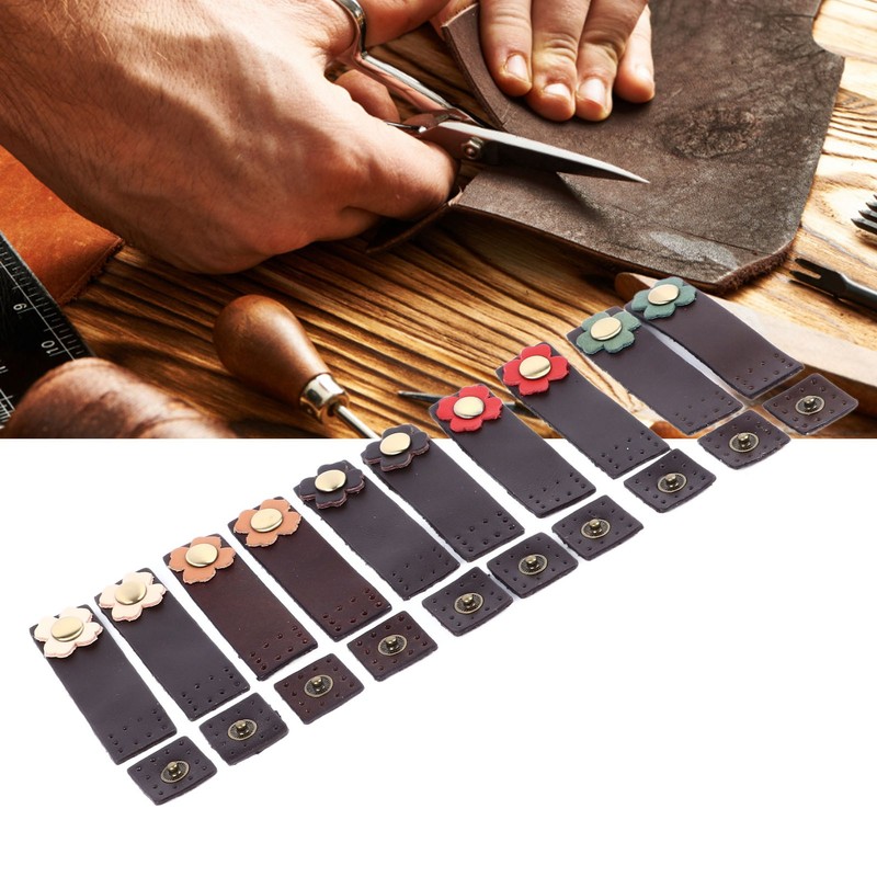 10 Set Leather Snap Buckles Leather Tab Closure Leather Button