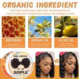 Kantenkontrollwachs für schwarze Frauen, starker Halt, nicht fettend, Kontrolle der Kanten glatter für schwarze Haare, Haargel ohne Absplittern für Frauen (Zitrusduft)