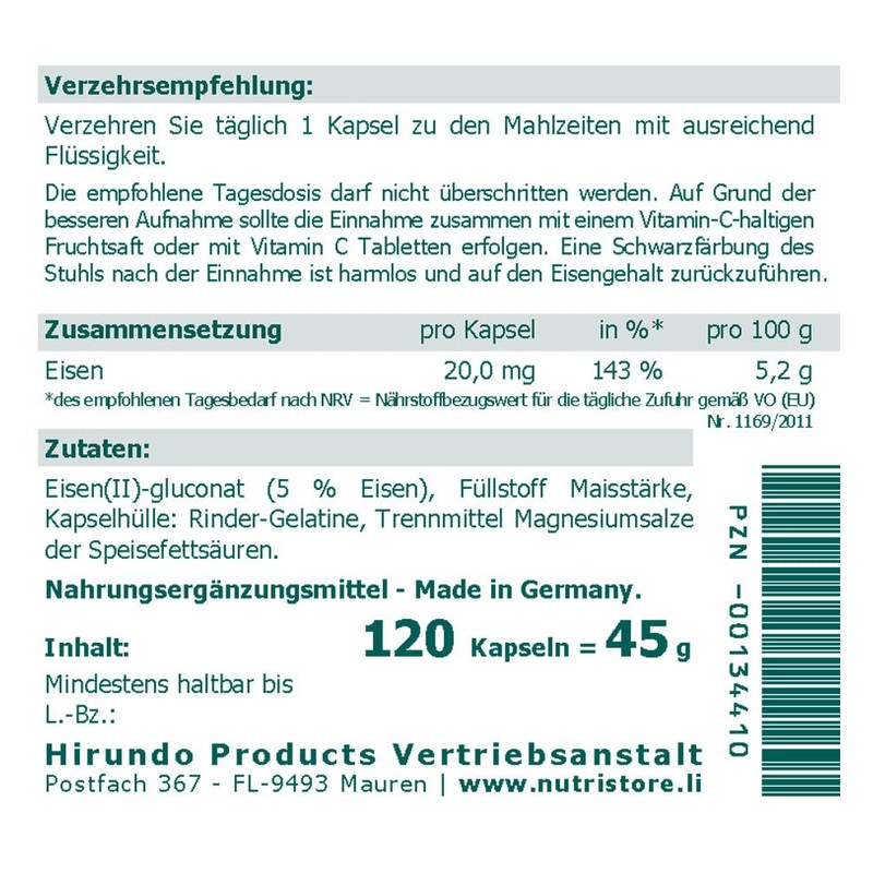 Iron 20 mg Capsules Pack of 120