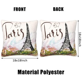 FOISIIAEA Eiffel Tower Pillow Cover 18x18 Inch Set of 2 Romantic Paris Home Decor Pillow Case Couch Throw Pillow Cover Decoration for Patio Bed Sofa