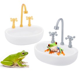 2 Pack Tree Frog Tank Accessories - Toad Habitat Decoration Reptile Creative Feeding Bowl for Toad, Tadpole, Lizard, Leopard Gecko, Hermit Crabs, Corn Snake, Spider, Scorpion, Amphibian, Aquatic