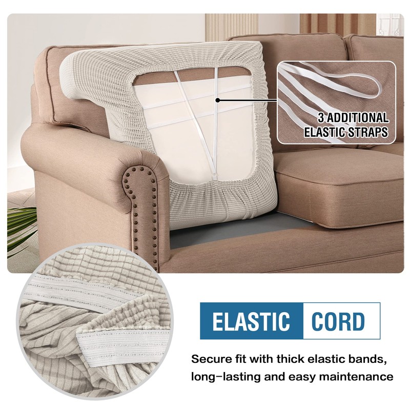 H.VERSAILTEX Stretch 2 Piece T Cushion Sofa Slipcovers Individually Sofa