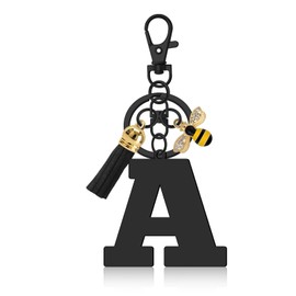Alphabet Initial Letter Keychain for Women Bag Charms, Cute Metal Alphabet Keyrings Initial Letter Pendant Keyring Gift Tassel Bee Pendant Key Ring for Handbags Backpacks Purse Car Keys (Letter A)