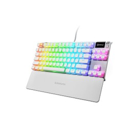SteelSeries Apex 7 TKL Compact Mechanical Gaming Keyboard – OLED Smart Display – USB Passthrough and Media Controls – Linear and Quiet – RGB Backlit (Red Switch) - Ghost (Renewed)