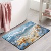 VPUPCN Nautical Coastal Bath Mat Beach Starfish Seashell Blue Flower