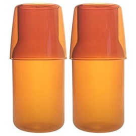 Sizikato 15 Oz Clear Glass Bedside Night Water Carafe with Tumbler Glass, Set of 2