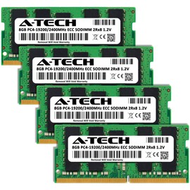 A-Tech 32GB Kit (4x8GB) DDR4 2400MHz PC4-19200 ECC SODIMM 2Rx8 Dual Rank 1.2V 260-Pin RAM Memory Upgrade Modules for Microserver, Workstation, and Networking Platforms