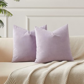 JUSPURBET Lilac Lumbar Velvet Throw Pillow Covers 50x50 CM Set of 2 for Living Room Couch Sofa Bedroom
