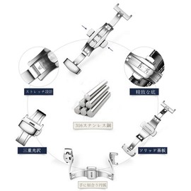 [Nywing] D Buckle 10mm 12mm 14mm 16mm 18mm 22mm Steel Watch Band Push Type D Buckle Watch Buckle Double Open Buckle Golden Silver Rose Gold Black Den Spring Bar Spring Bar Spring Bar Removal, 20 mm