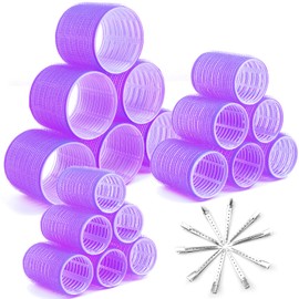 Jumbo Hair Curlers Rollers Cludoo 28Pcs Big Hair Rollers with 18 Pcs Large Hair Rollers and 10Pcs Stainless Steel Duckbill Clip, 3 Size Hair Rollers Volume for Long Medium Short Salon DIY Hairstyles