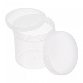 sourcing map Empty Plastic Paint Pail 0.08 -Gallon/300mL Seal Storage Container with Sealing Lid Clear 5Pcs