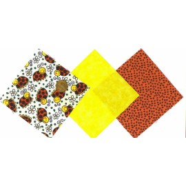 Various Manufacturers Colorful Ladybugs Flowers 100% Cotton Fabric Quilt Square Blocks FT