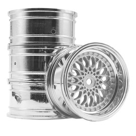 WONFAST 4PCS 52mm Diameter Plastic Plating Wheel Rims Hex 12mm for 1:10 RC On-Road Run-flating Drift Touring Racing Car 1.9inch Tires for HSP HPI TT01 TT02 Parts (Silver, Offset:3mm)
