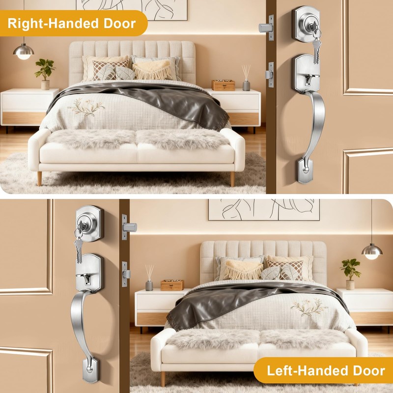 Probrico Brushed Nickel Door Locks for Front Door, Entry Door