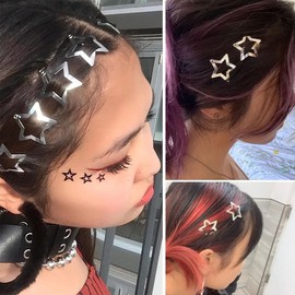 ZKGYUS 12 Pieces Metal Star Hair Clips with Snap Closure Silver Cute Little Hair Clips Hollow Out Star Hairpin for Kids Girls and Women Lovely Star Headwear