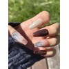 Mocha Glaze Handmade Nail Tips - Long Coffin / 모카