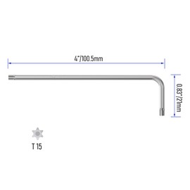 FOCMKEAS T15 Long Tamper Proof Torx Key Bit Wrench, Anti Tamper Star Screwdriver Security Bit Torque Repair Tool L-Shape Nickel Plated CRV Steel, Extra Long Arm