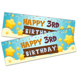 x2 Happy 3rd Birthday Banner Star Design Children Kids Party Decoration 3
