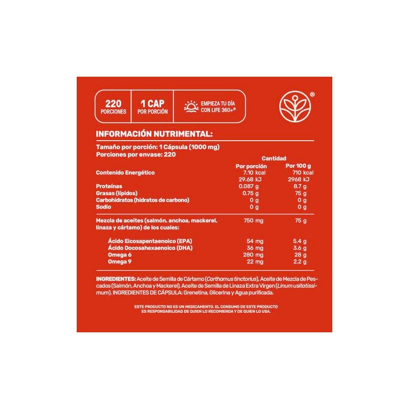 LIFE 360+ Omega 3, 6 y 9 Platinum 1000mg |