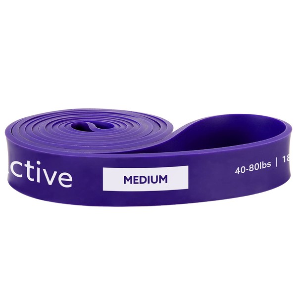 3DActive Pull Up Power Bands - Resistance Band for Strength Training, Powerlifting, Body Stretching, Crossfit, Purple Band - Only - 40 to 80 lbs / 18 to 36 kg