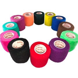 2 Inch Vet Wrap Tape Bulk (Assorted Colors) (6, 12, 18, or 24 Packs) Self-Adhesive Self Adherent Adhering Flex Bandage Rap Grip Roll for Dog Cat Pet Horse