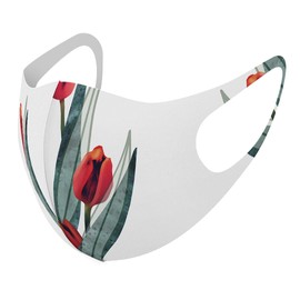 [igsticker] デザイン マスク ２枚セット ポリエステル 洗える 布マスク 男女兼用 016287 チューリップ 植物 花