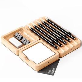 COREMINDED Modular Office Desk Organizer Tray Set-Wooden Desk Organizer, Solid Wood Desk Tray Organizer with Felt - Desktop Organizer Wood Desk Accessories-Set A