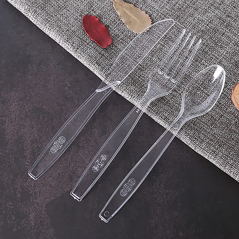 MOACOCK 150 Pcs Clear Plastic Silverware, Heavy Weight Plastic Forks