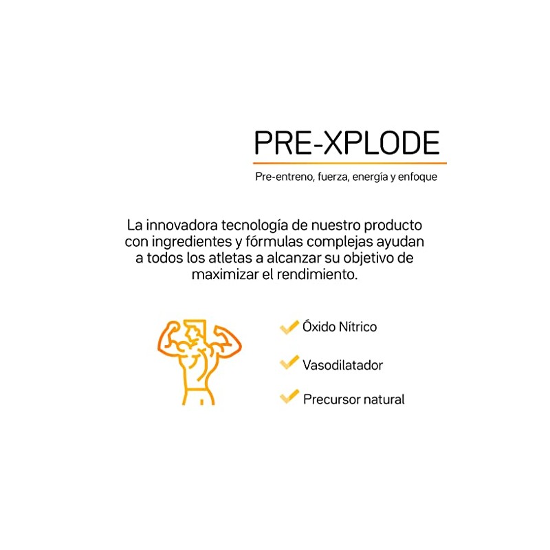 Primetech Nutrition Pre Entreno PRE-XPLODE, 30 Servicios, Pre Workout, Energía,