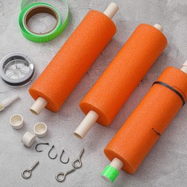 Threehoney 3/6/12 Set Catfish Rig Catfishing Tackle Floats Noodle Jugs Catfishing Equipment 13.4 Inch Fishing Lines Rig Tackle(Fluorescent Orange,6 Set)