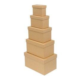 Ideen mit Herz Gift Boxes with Lids | Cardboard Boxes | Set of 5 | 5 Different Sizes Inside Each Other Large to Small | Carafe Paper Cardboard | Ideal for Birthday & Wedding | Rectangular 8 to 18 cm