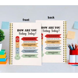 VONTP Emotional Pain Chart Spiral Notebook,Mental Health Therapy Lined Notebook Hardcover,College Ruled Notebook Journal for Writing,Therapist Gifts,School Counselor Gifts, 5.5x8.3