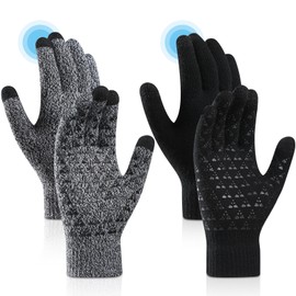 ytorgr 2 Pairs Winter Thermal Gloves for Women,Men's Cycling Gloves Anti Slip Knitted Warm Gloves Touch Screen Winter Gloves for Driving Running Outdoor Activitie