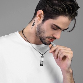 U7 Black Cremation Vial Necklace For Men Women Stainless Steel Ashes Urn Keepsake Ash Necklaces Jewellery