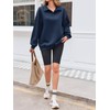 Fisoew Womens Oversized Sweatshirts Casual Collared V Neck Long Sleeve