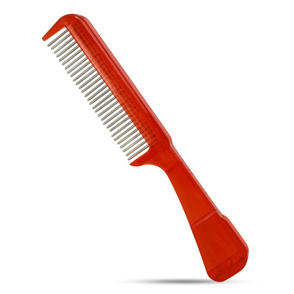The Hair Doctor Hair Doctor Handle Comb with silky smooth rotating teeth reduces hair breakage and hair loss (30 Stainless Teeth, Red)